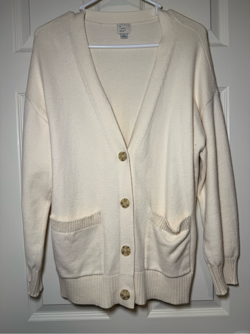 A New Day Cream Button-Front V-Neck Cardigan Sweater